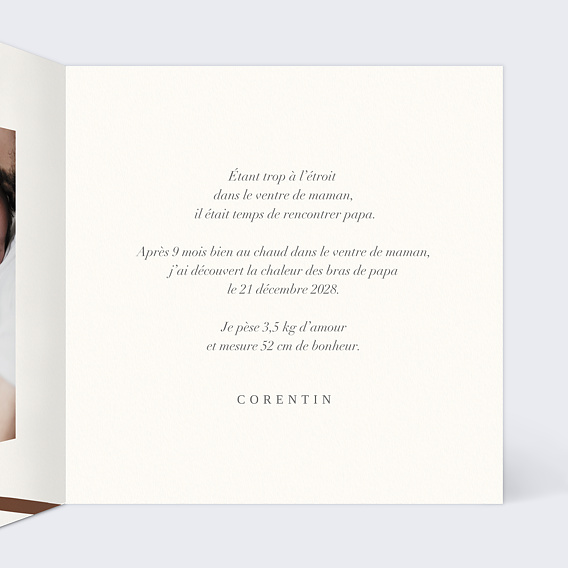 Faire part naissance Amazonie Intérieur Droit