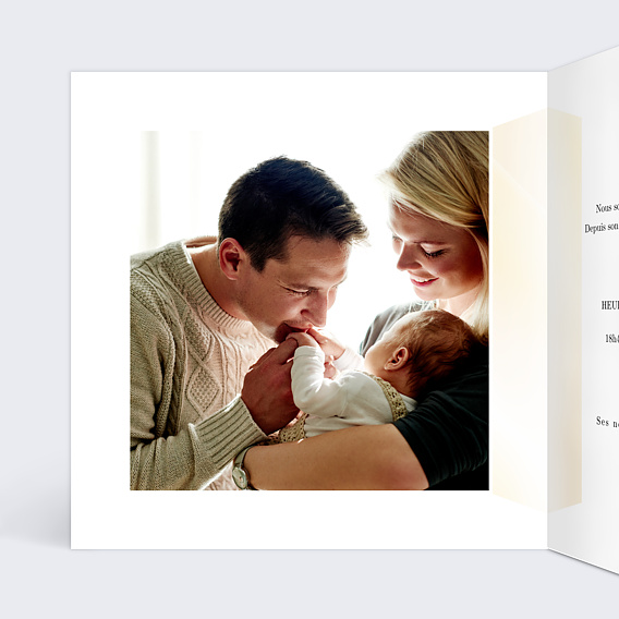 Faire part naissance Dorure Couronnée Intérieur Gauche