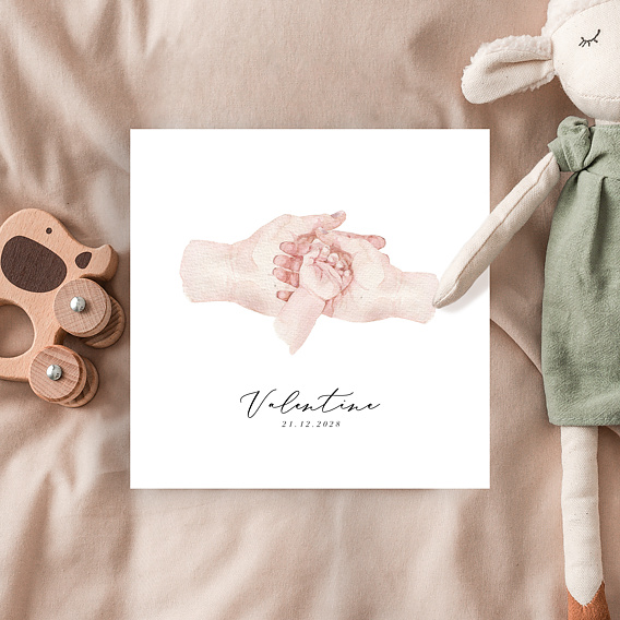 Faire part naissance Douces mains Après 4