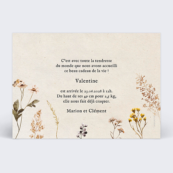 Faire-part Naissance Bouquet Sauvage Paysage