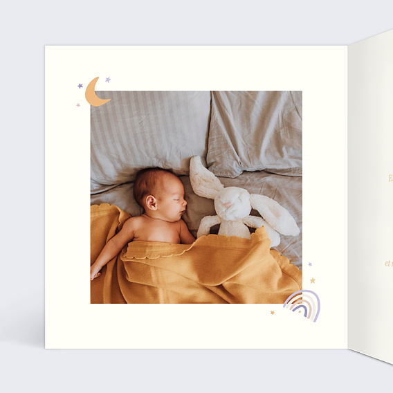 Faire part naissance Motif Arc-En-Ciel Intérieur Gauche