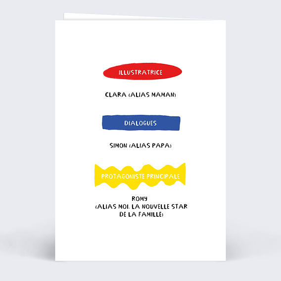 Faire part naissance BD de bébé Verso