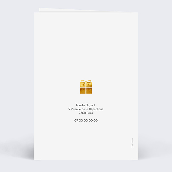 Faire part naissance Cadeau photo Verso