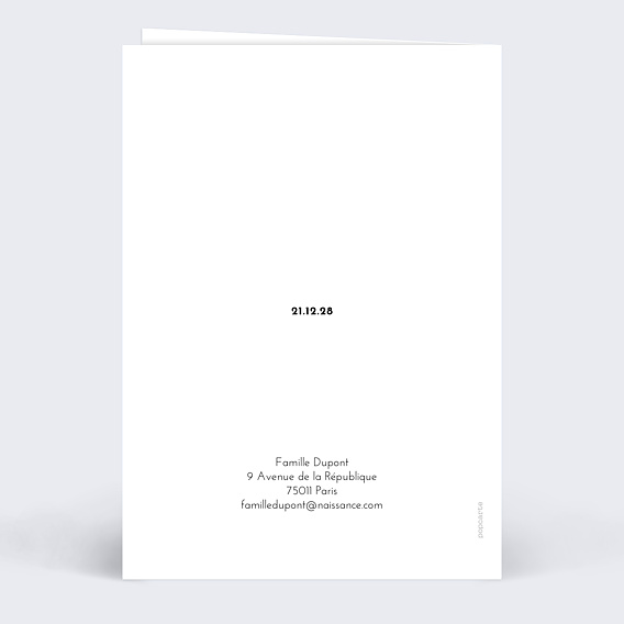 Faire part naissance Calligraphie Originale Verso