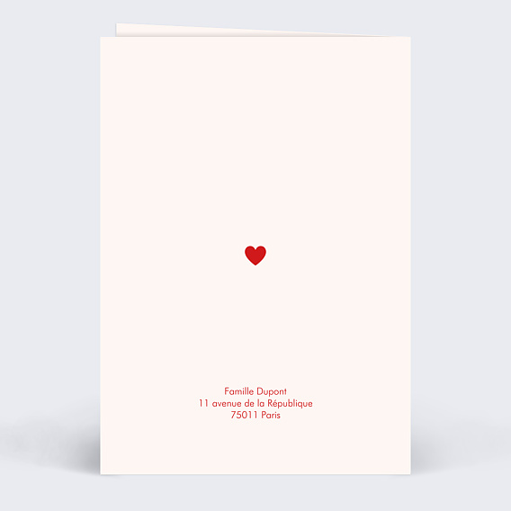 Faire part naissance Coeurs Verso