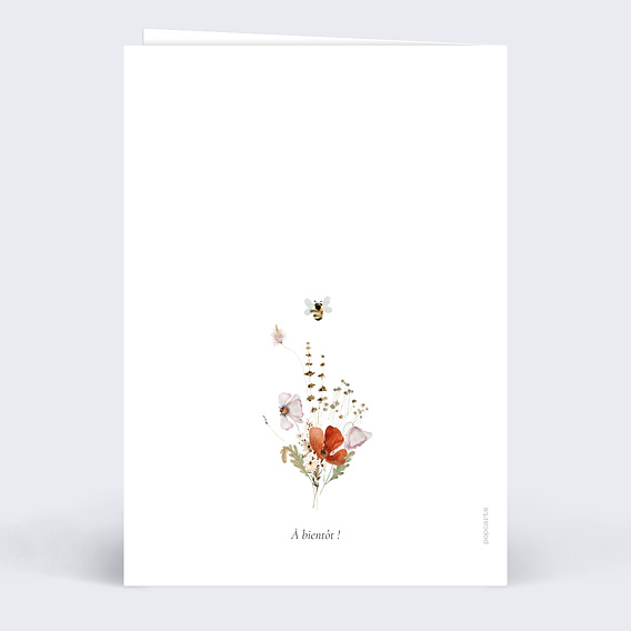 Faire part naissance Fleurs champs Verso