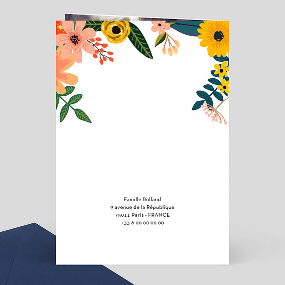 Faire part naissance Floraison Verso