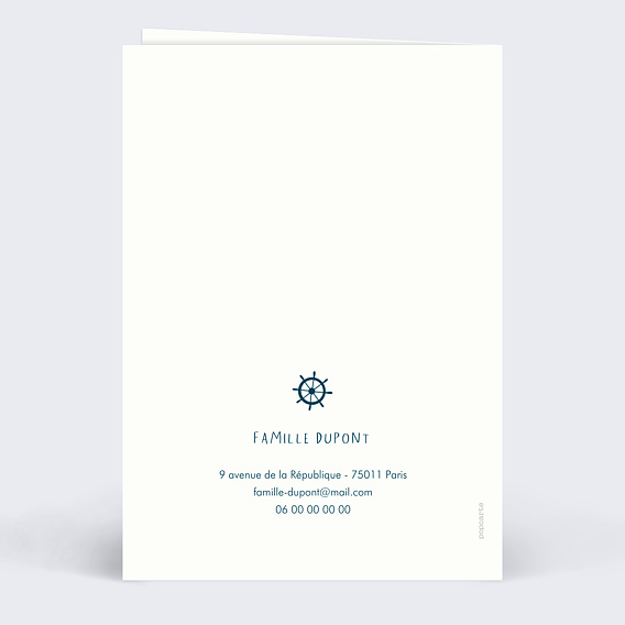 Faire part naissance Motif Marin Verso