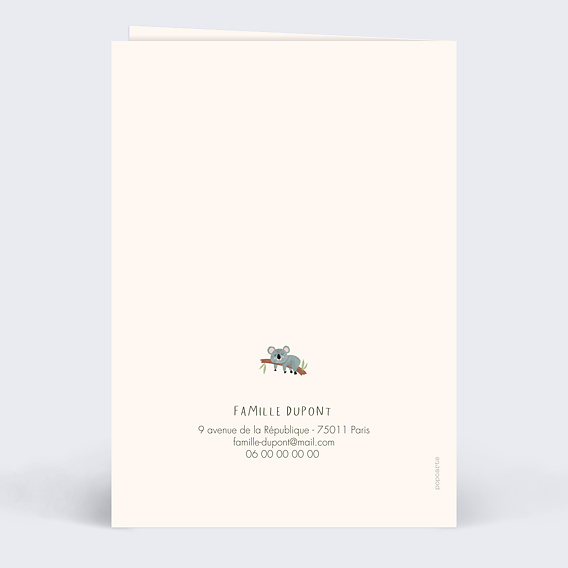 Faire part naissance Petite Jungle Verso
