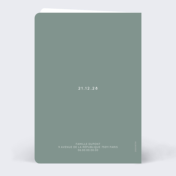 Faire part naissance Sauge Verso