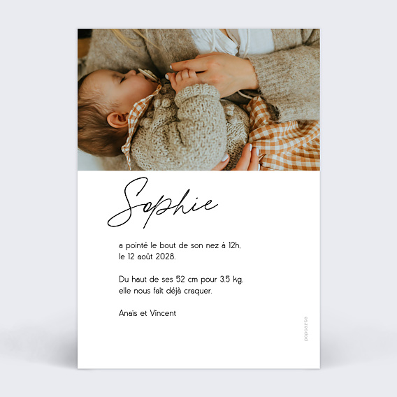 Faire part naissance Beau pêle mêle Verso