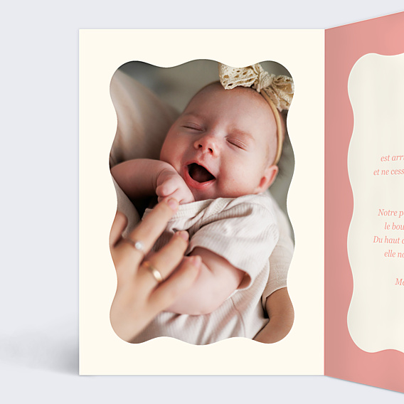 Faire-part Naissance Rayure abricot et rose
