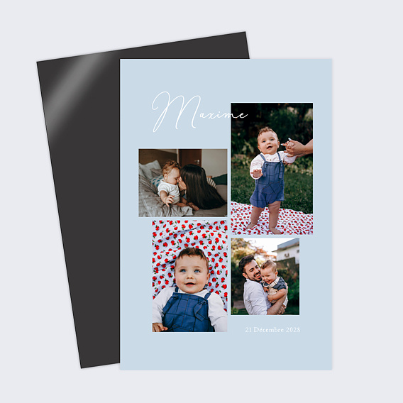 Faire part naissance Collage Bleu