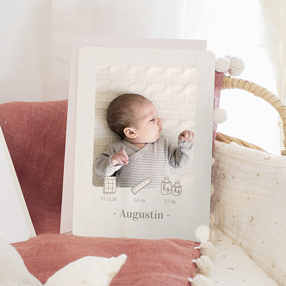 Faire part naissance Pictos Douceur de Lin