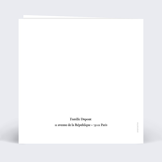 Faire part naissance Bienvenue Bébé Verso