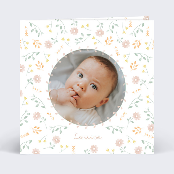 Faire part naissance Motif Liberty Recto