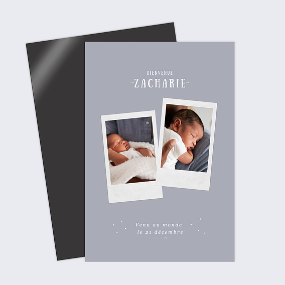 Faire part naissance Polaroïd Lilas
