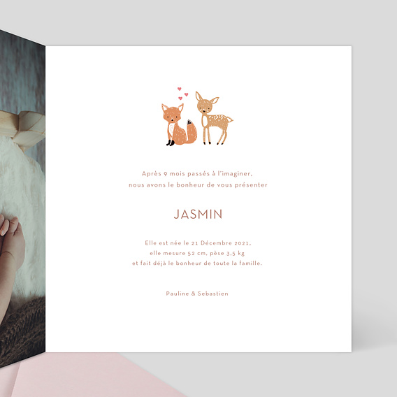 Faire part naissance Jasmin Intérieur Droit