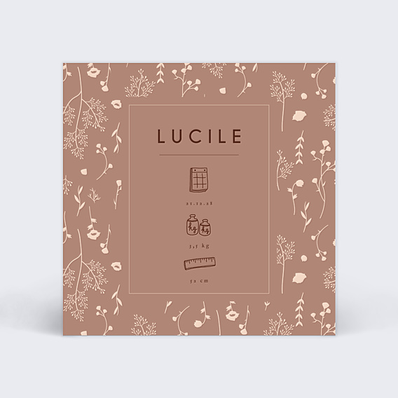 Faire part naissance Motif fleurs et teracotta