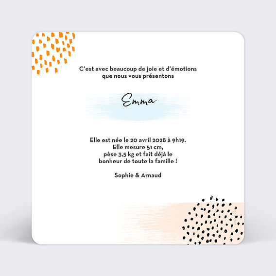 Faire-part Naissance Pastel