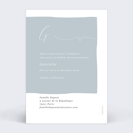 Faire part naissance Tendresse Verso