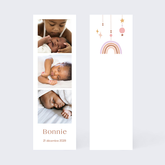 Faire part naissance Lettrine Arc-en-Ciel