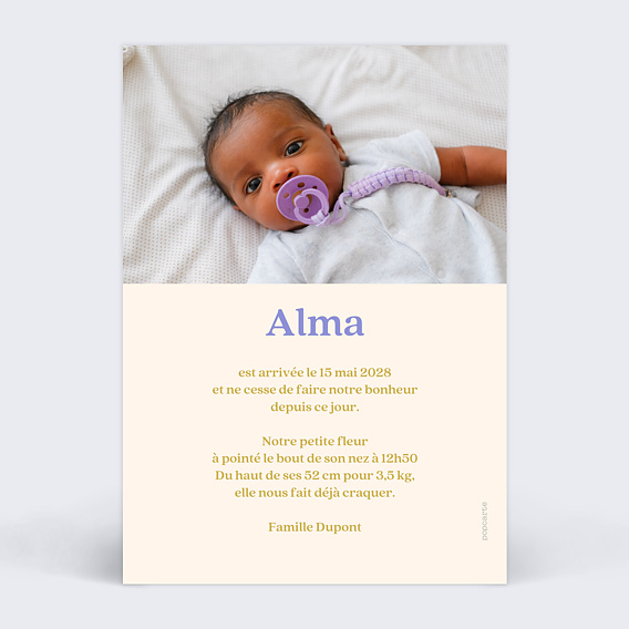 Faire part naissance Duo de rayures Verso