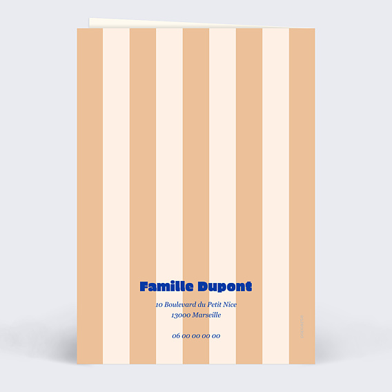 Faire part naissance Rayure sablée Verso