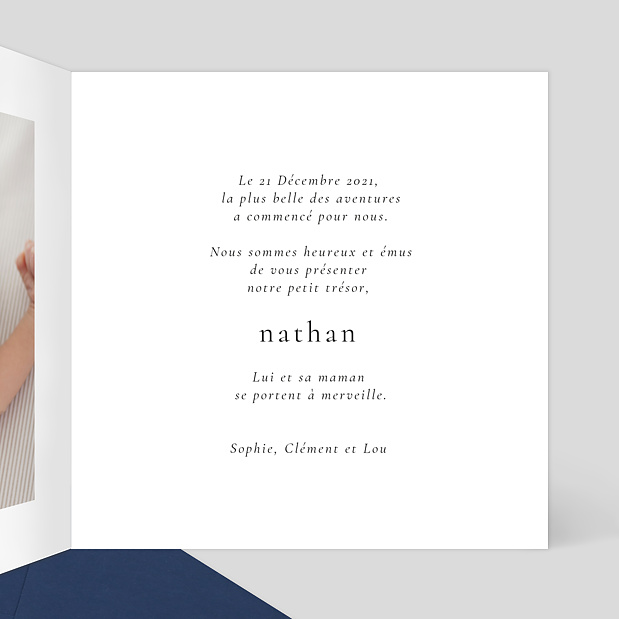 Faire-part de Naissance Marinière Intérieur Droit