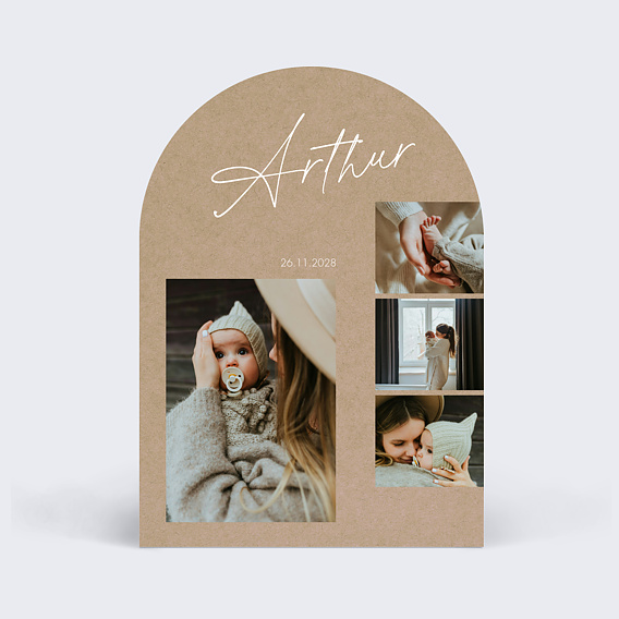 Faire part naissance Multi photo Original Kraft