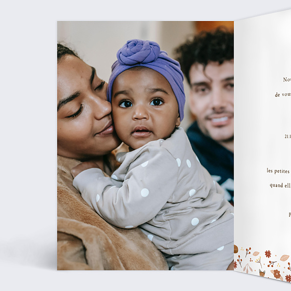 Faire part naissance Frise Renard Intérieur Gauche