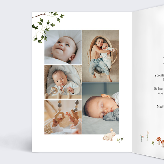 Faire part naissance Forêt Enchantée Intérieur Gauche