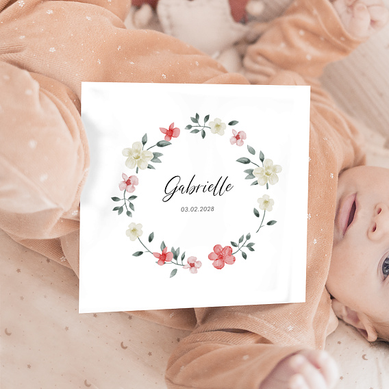 Faire-part Naissance Printemps fleurie