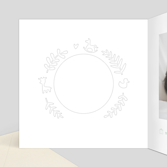 Faire part naissance Découpe Couronne de Jouets Intérieur Gauche