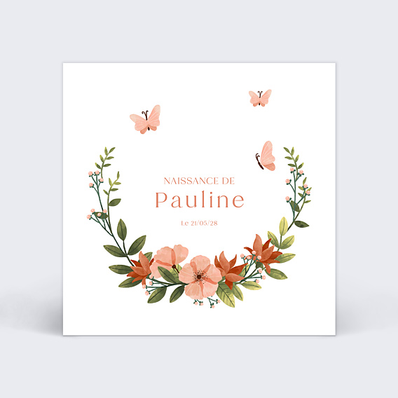Faire-part Naissance Papillon Rose