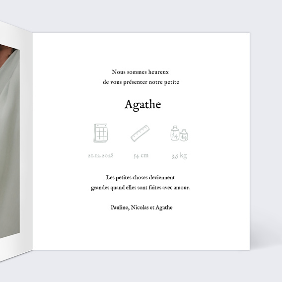 Faire part naissance Bienvenue Bébé Intérieur Droit