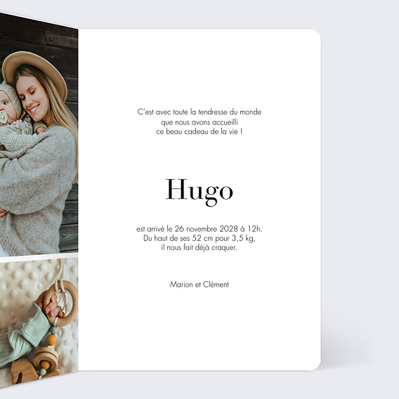Faire part naissance Multi photo Original 2 Intérieur Droit