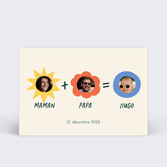 Faire-part Naissance Papa + Maman Colorée