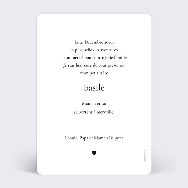 Faire-part Naissance Éditorial I Verso