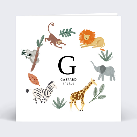 Faire-part Naissance Couronne jungle
