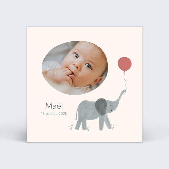 Faire-part Naissance Éléphant joueur