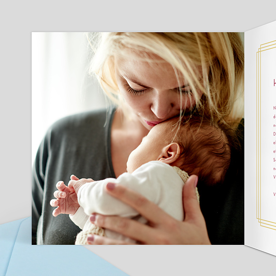 Faire part naissance Dorure et Prune Intérieur Gauche