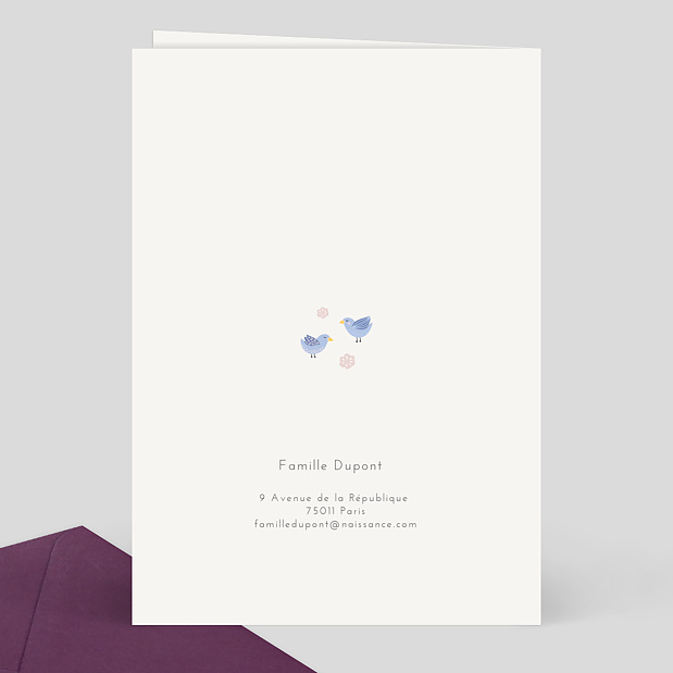 Faire-part Naissance Animaux Pattern Verso