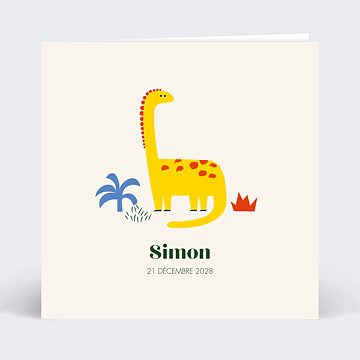 Faire-part Naissance Dinosaure Jaune