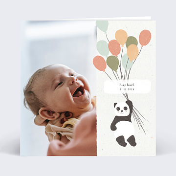 Faire part Naissance Panda ballons