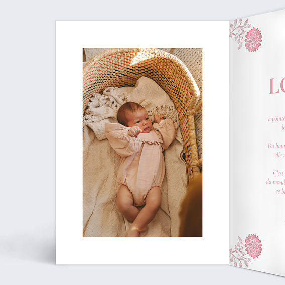 Faire part naissance Hippy boho Intérieur Gauche