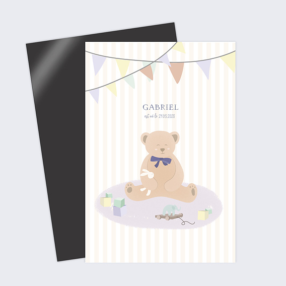 Faire part naissance Ourson rayé
