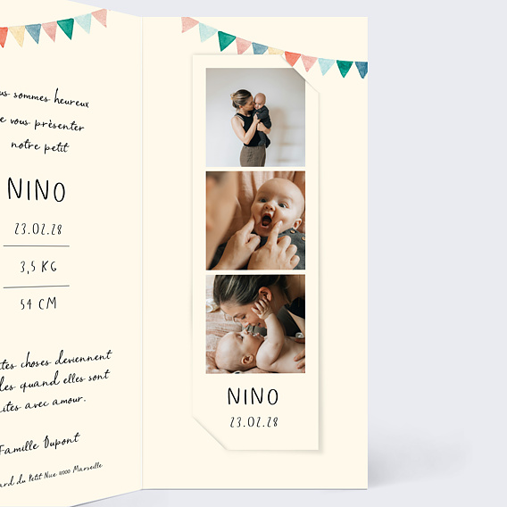 Faire part naissance Douce parade - Clara Dassie x Popcarte Intérieur Droit