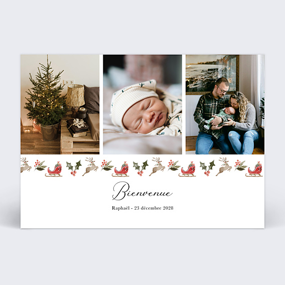 Faire part naissance Noël Frise