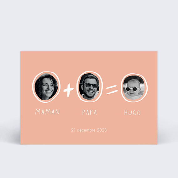 Faire-part Naissance Papa + Maman Simple